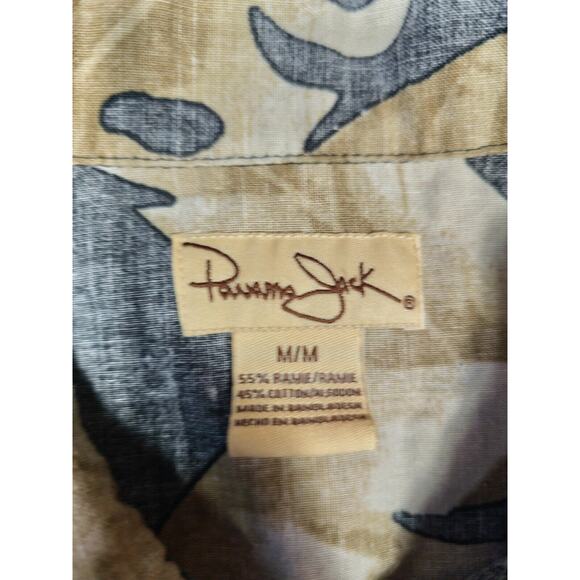 Panama Jack Hawaiian Button Up Shirt Mens M Gray Floral Short Sleeve - Picture 3 of 6